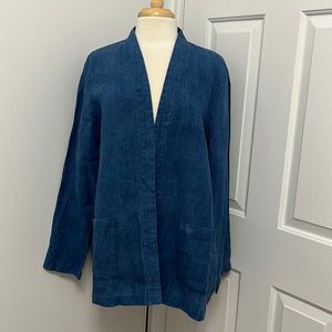 J. Jill “Pure Jill” Indigo 100% linen blue jacket